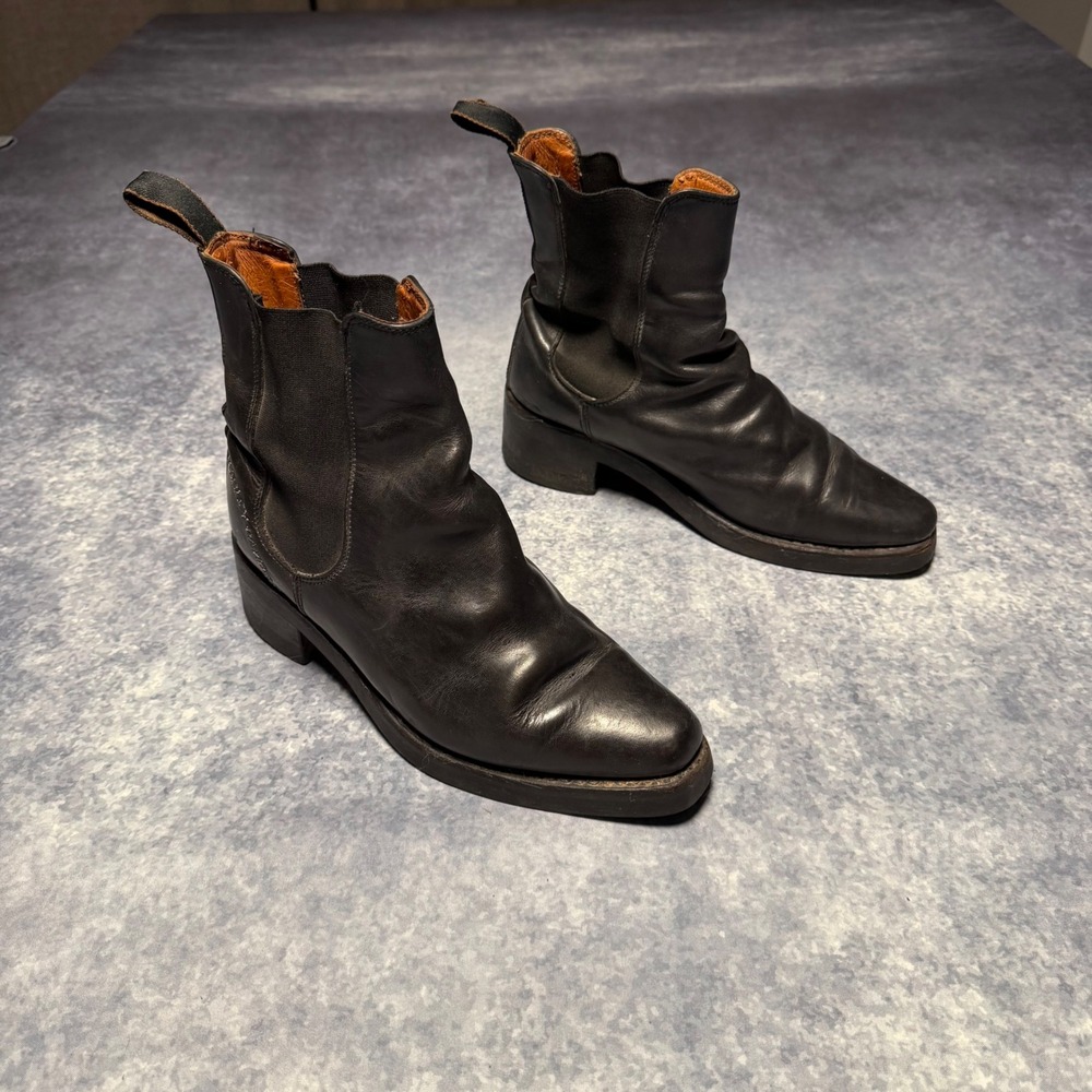 VTG Harley Davidson Boots Womens 8 Black Leather Chelsea Pointed Toe Biker Goth